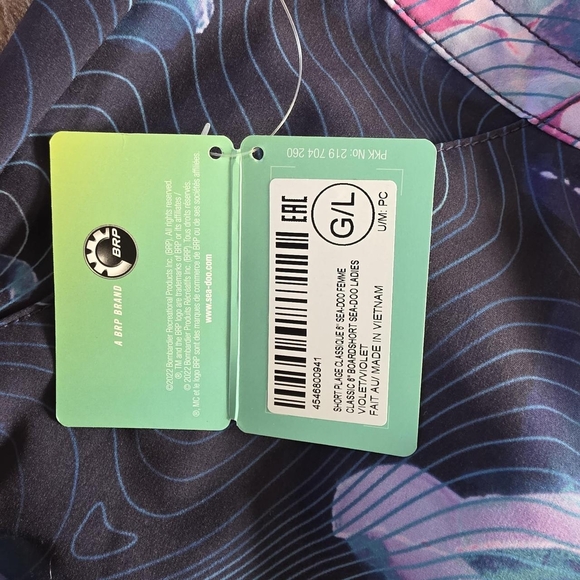 Women’s Patterned Active Shorts - Black with Blue & Pink - Picture 3 of 7